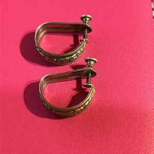 Vintage Sterling silver screw back hoop earrings